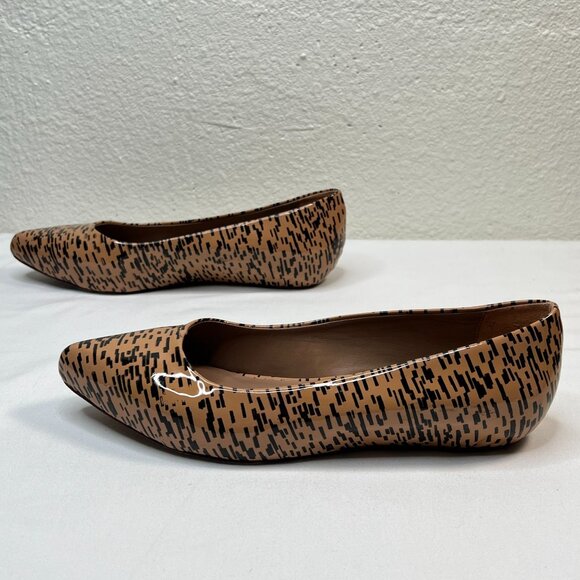 Loeffler Randall Patent Leather Printed Flats Tan Black Pointed Toe Size 8.5 - Picture 8 of 16